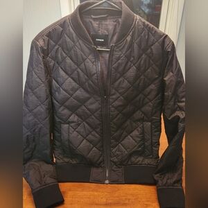 Express Quilted Bomber Jacket Black XS Minimalist Urban Chic Modern Casual
